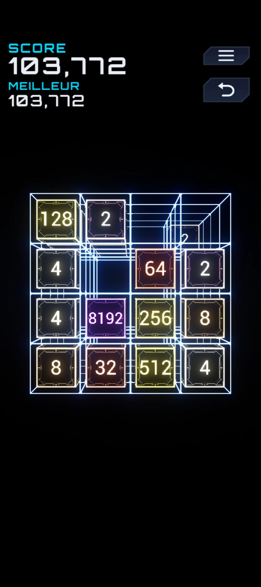 Une face avec la tuile 8192 au centre