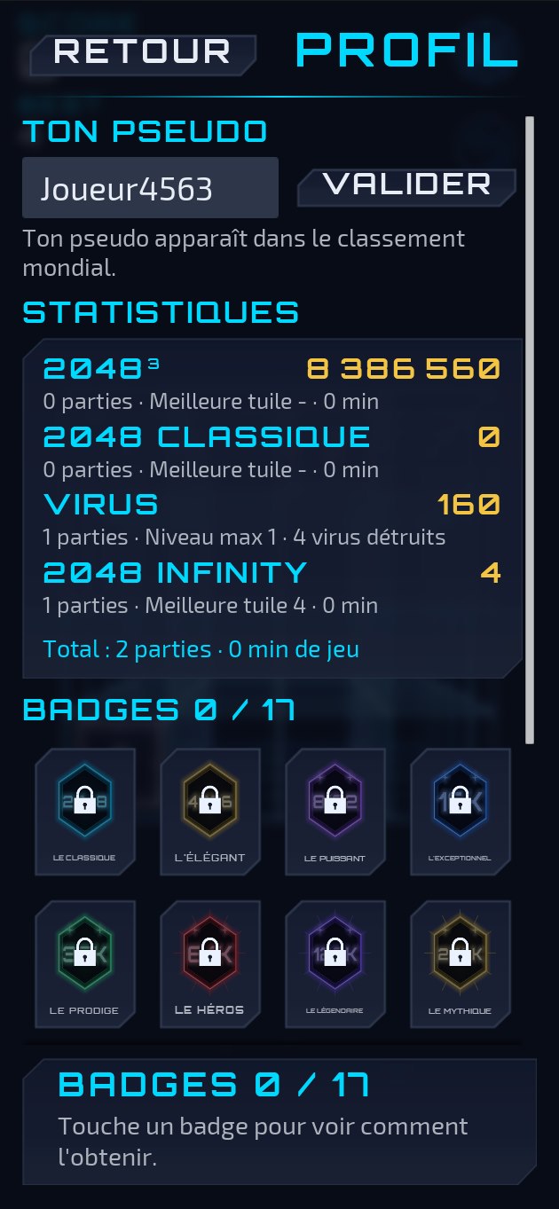 Le profil du joueur et ses badges